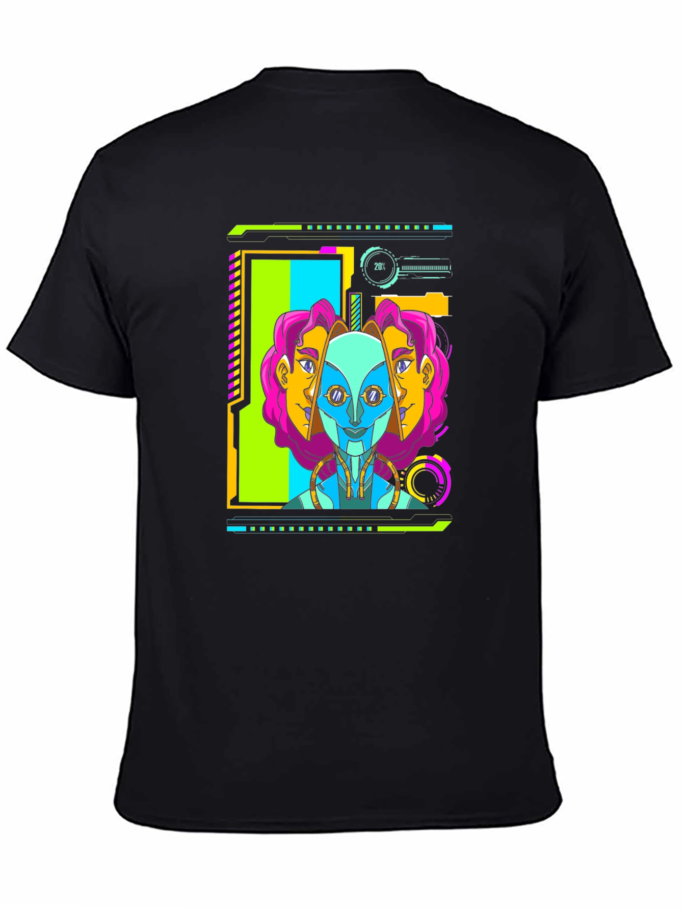Cyberpunk Robot Head Graphic T-Shirt
