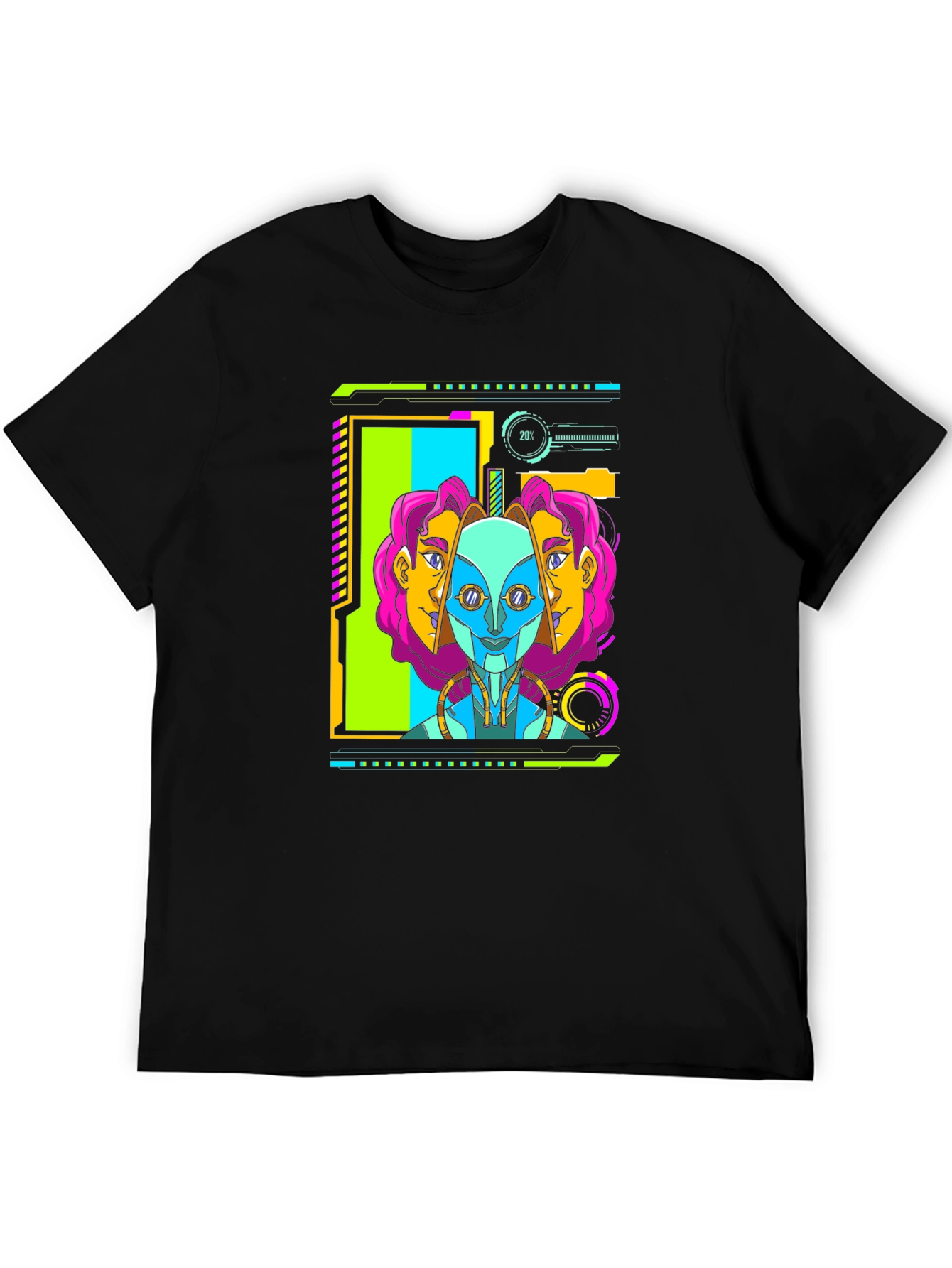 Cyberpunk Robot Head Graphic T-Shirt