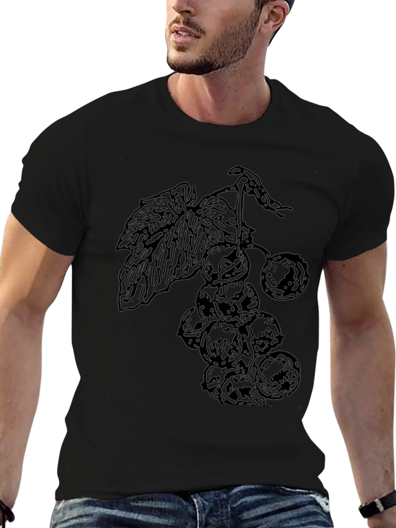 Grapes Graphic Black T-Shirt