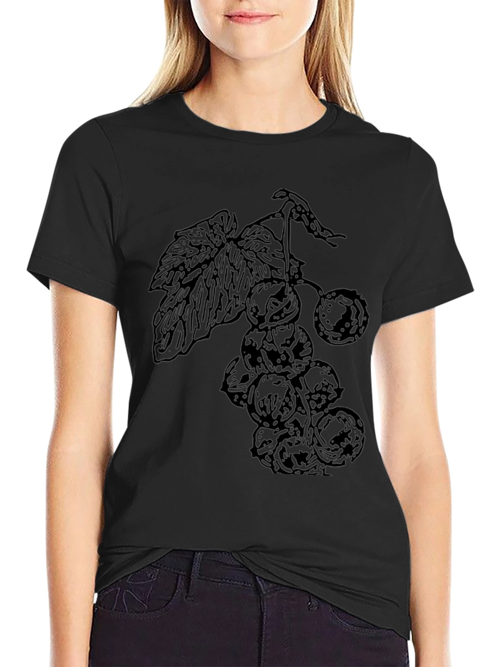 Grapes Graphic Black T-Shirt