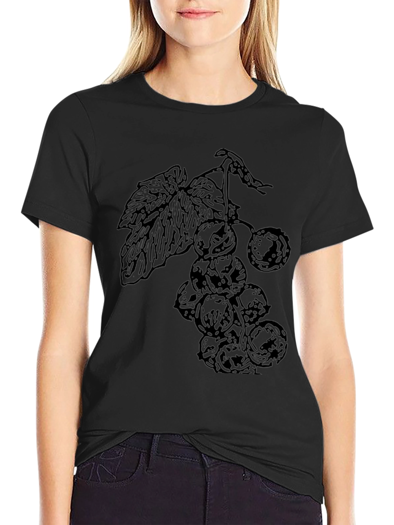 Grapes Graphic Black T-Shirt