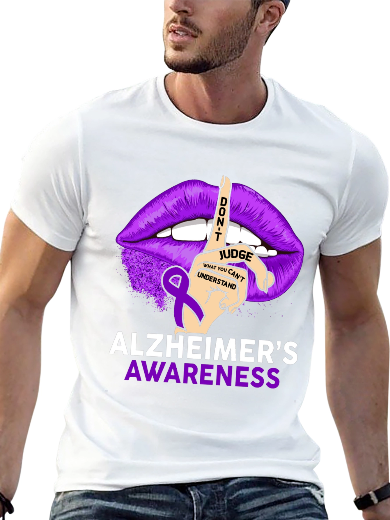 Alzheimers Awareness T-Shirt - Dont Judge Ribbon Graphic