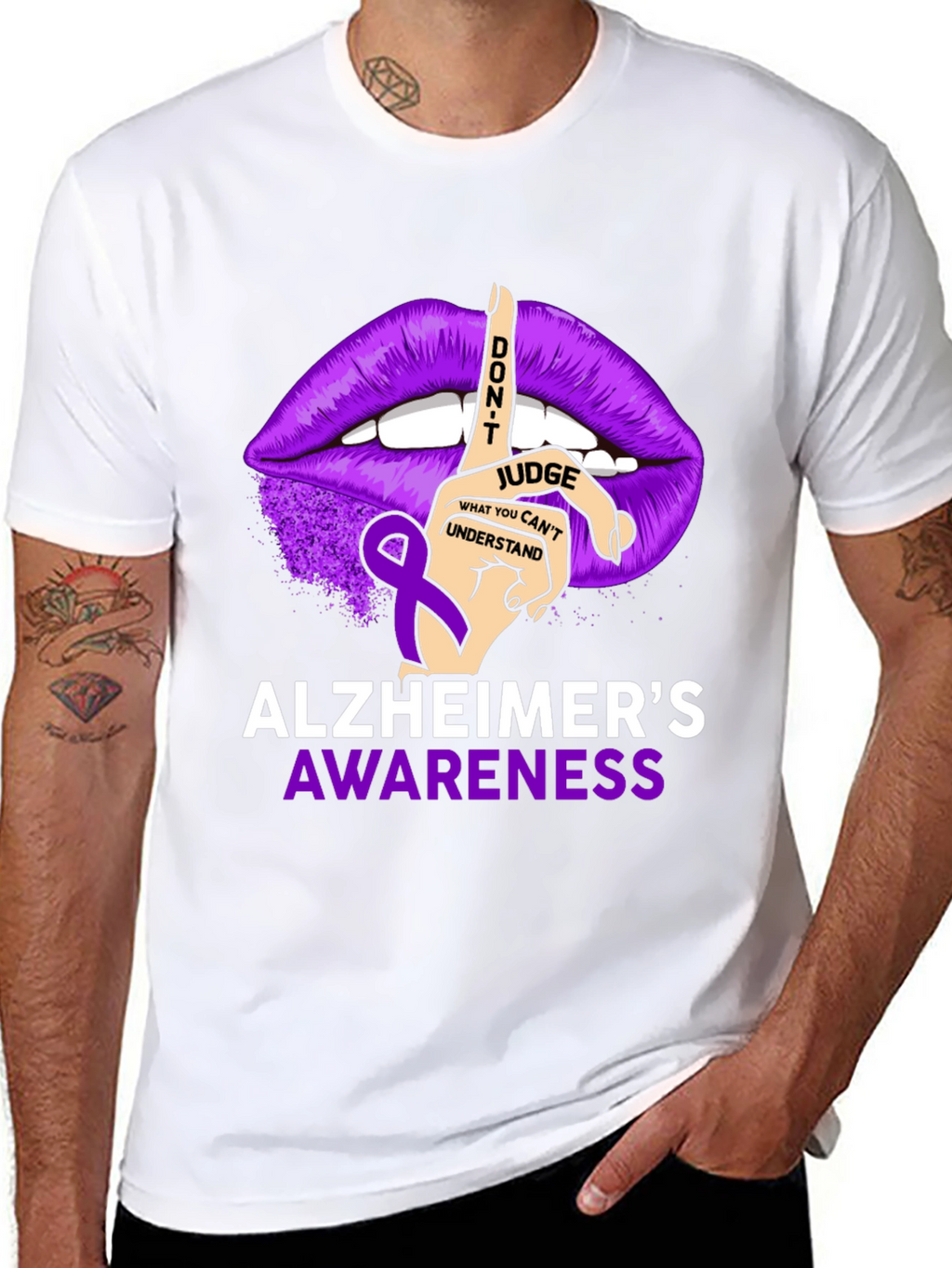 Alzheimers Awareness T-Shirt - Dont Judge Ribbon Graphic