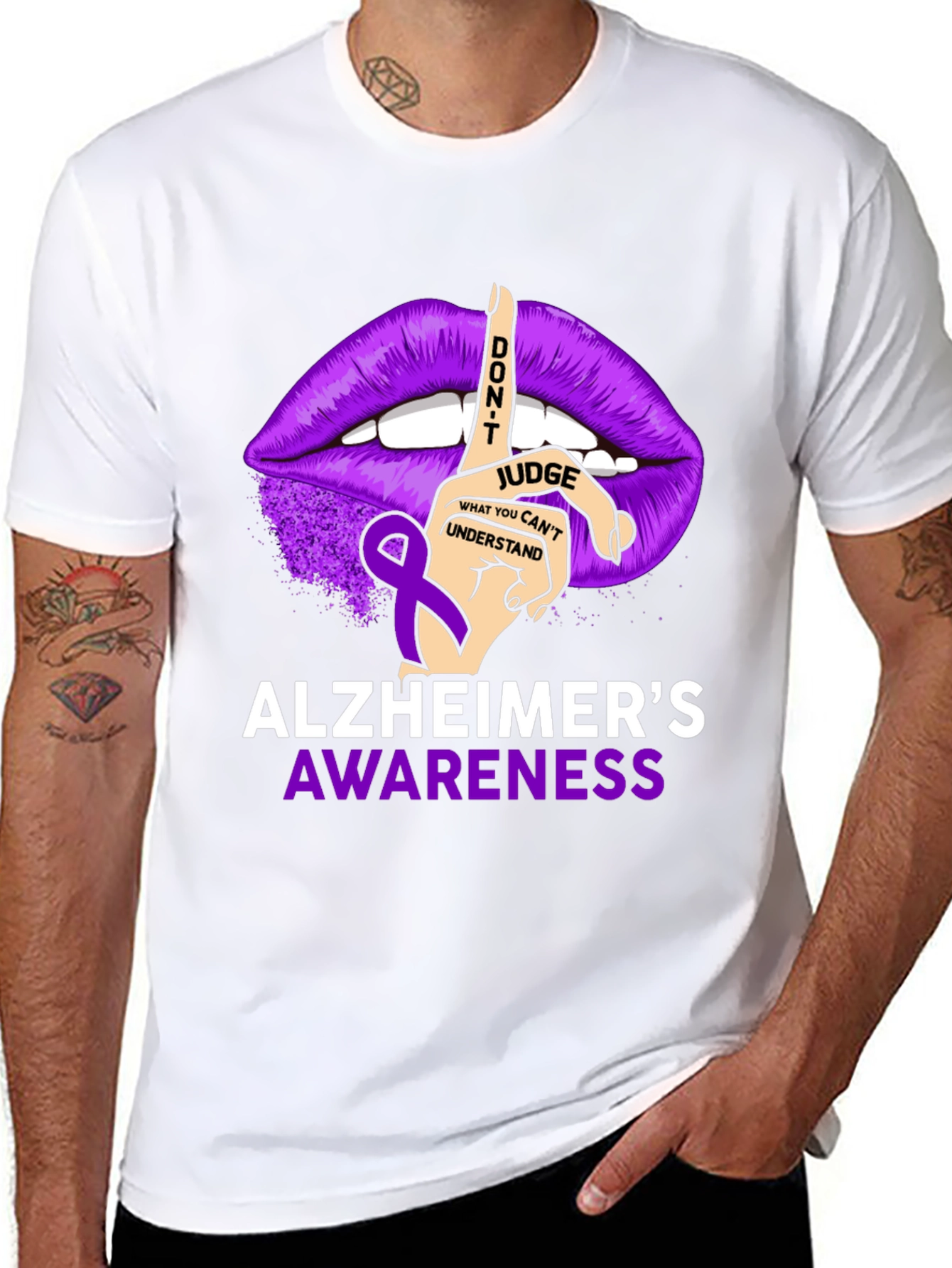 Alzheimers Awareness T-Shirt - Dont Judge Ribbon Graphic