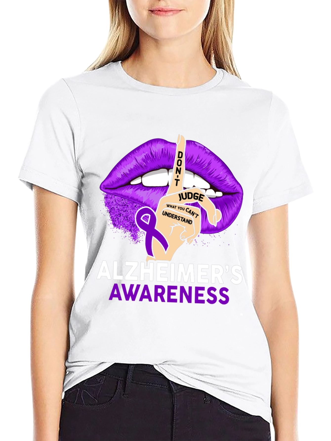 Alzheimers Awareness T-Shirt - Dont Judge Ribbon Graphic