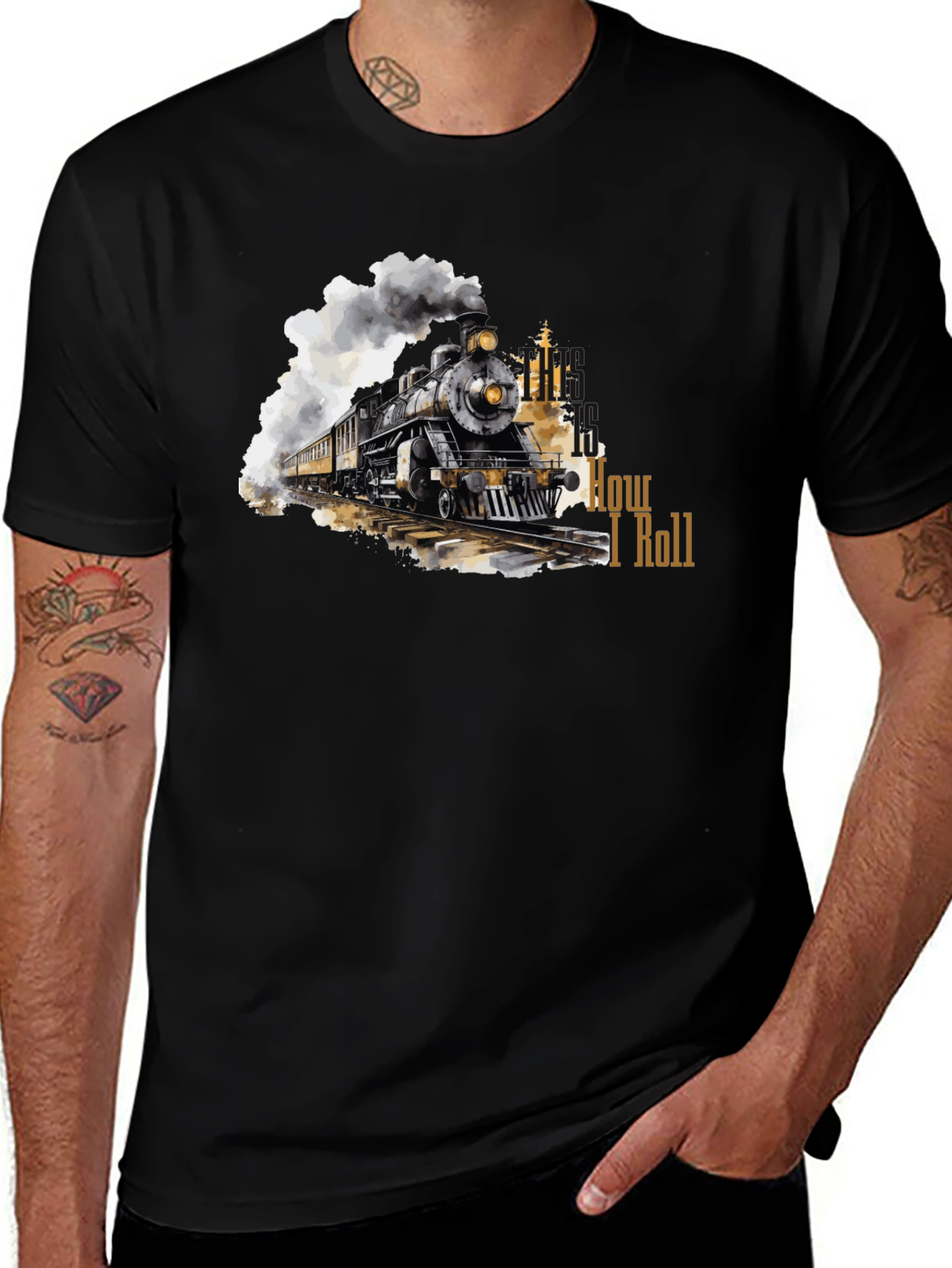 Vintage Steam Train How I Roll Graphic Tee