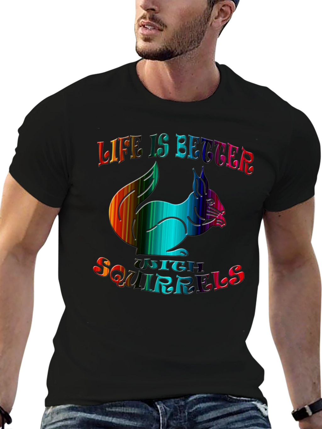 Life is Better with Squirrels Graphic Tee - Black