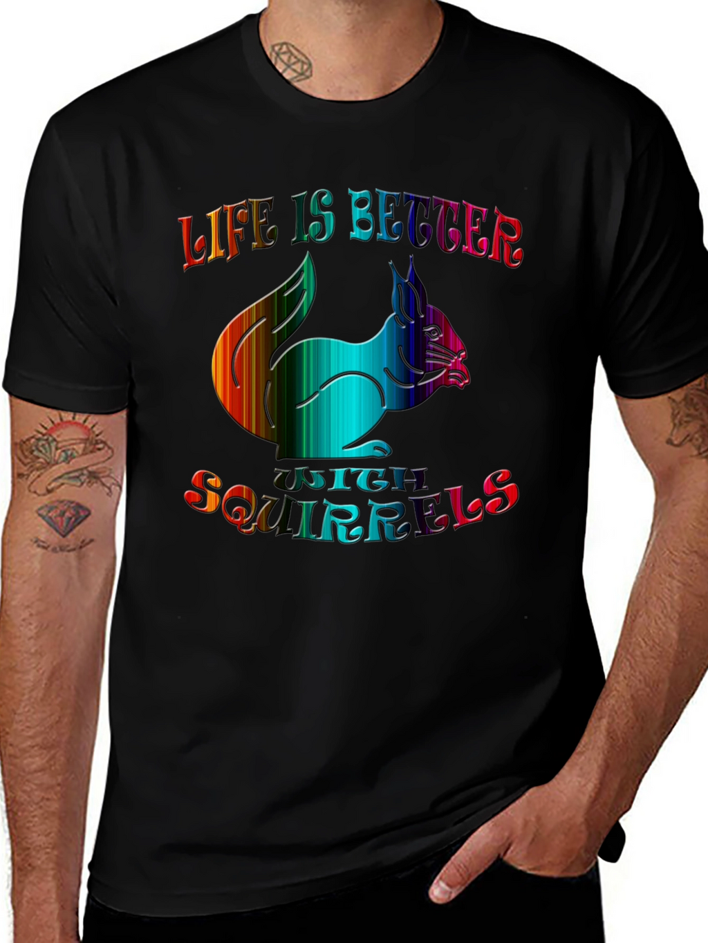 Life is Better with Squirrels Graphic Tee - Black