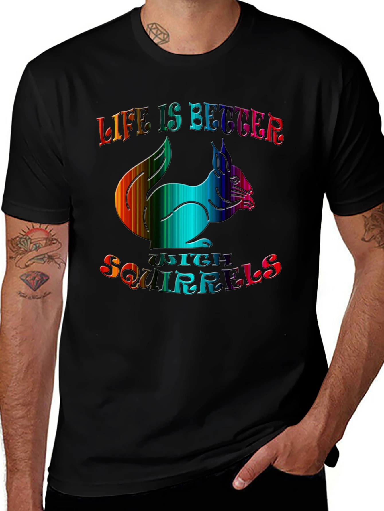 Life is Better with Squirrels Graphic Tee - Black