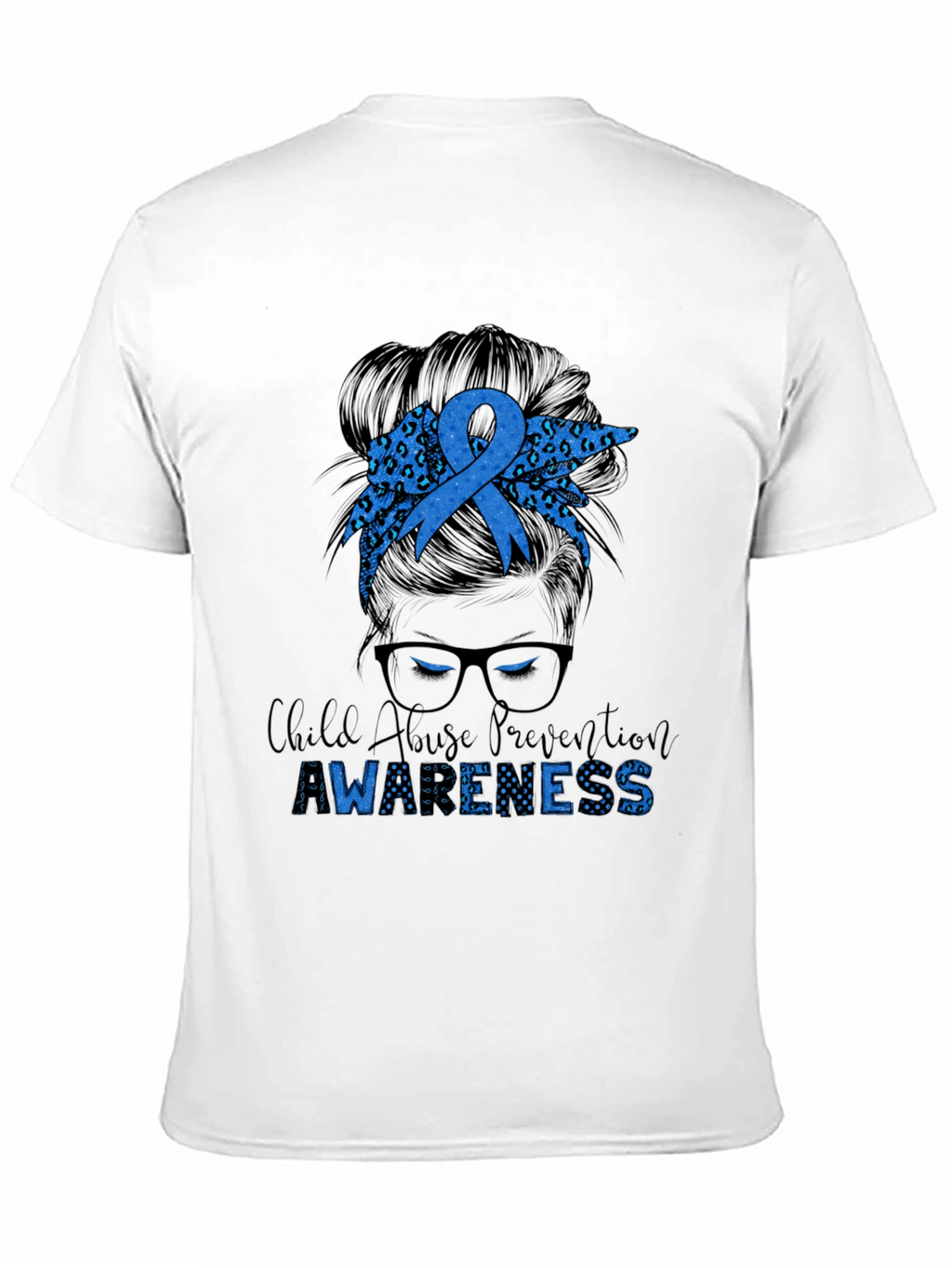 Child Abuse Awareness Messy Bun T-Shirt