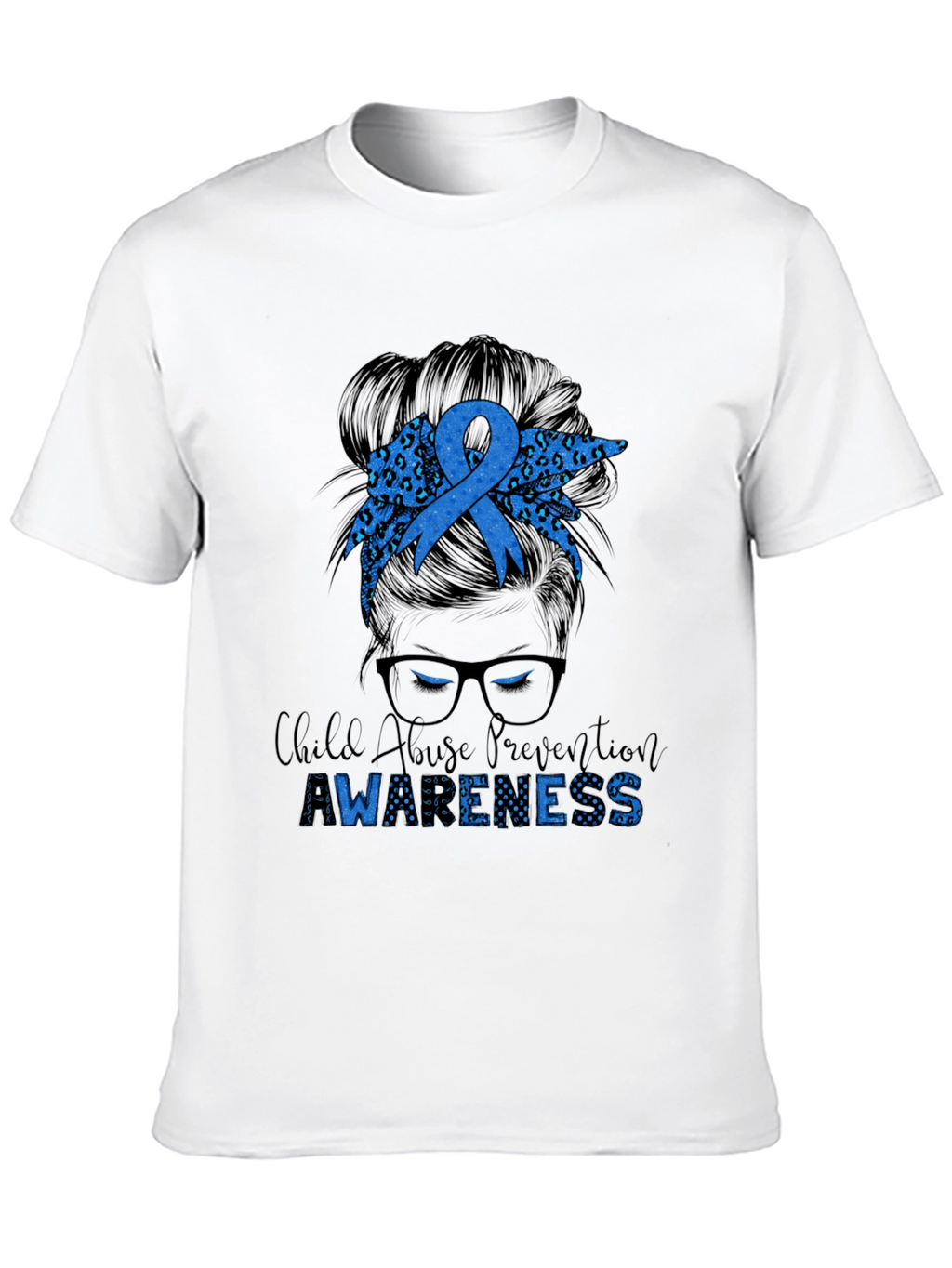 Child Abuse Awareness Messy Bun T-Shirt