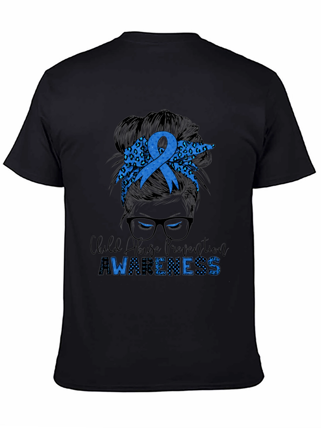 Child Abuse Awareness Messy Bun T-Shirt