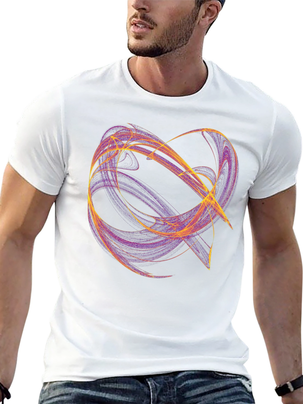 Abstract Swirl Graphic Tee - Black Cotton T-Shirt