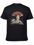 Sloth Under Mushroom Graphic Tee - Relaxed Fit