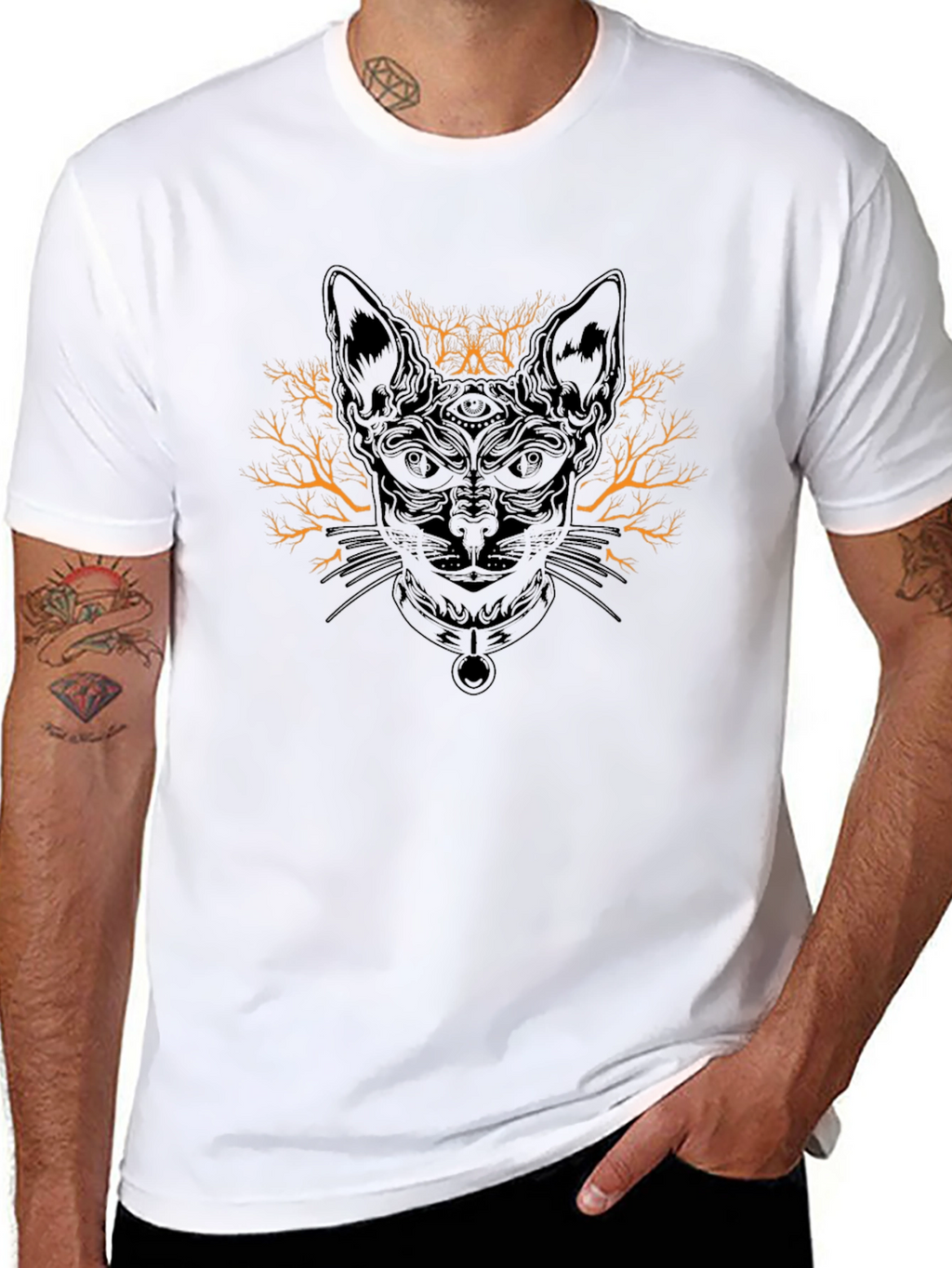 Mystic Cat Graphic Tee - Unisex Black T-Shirt