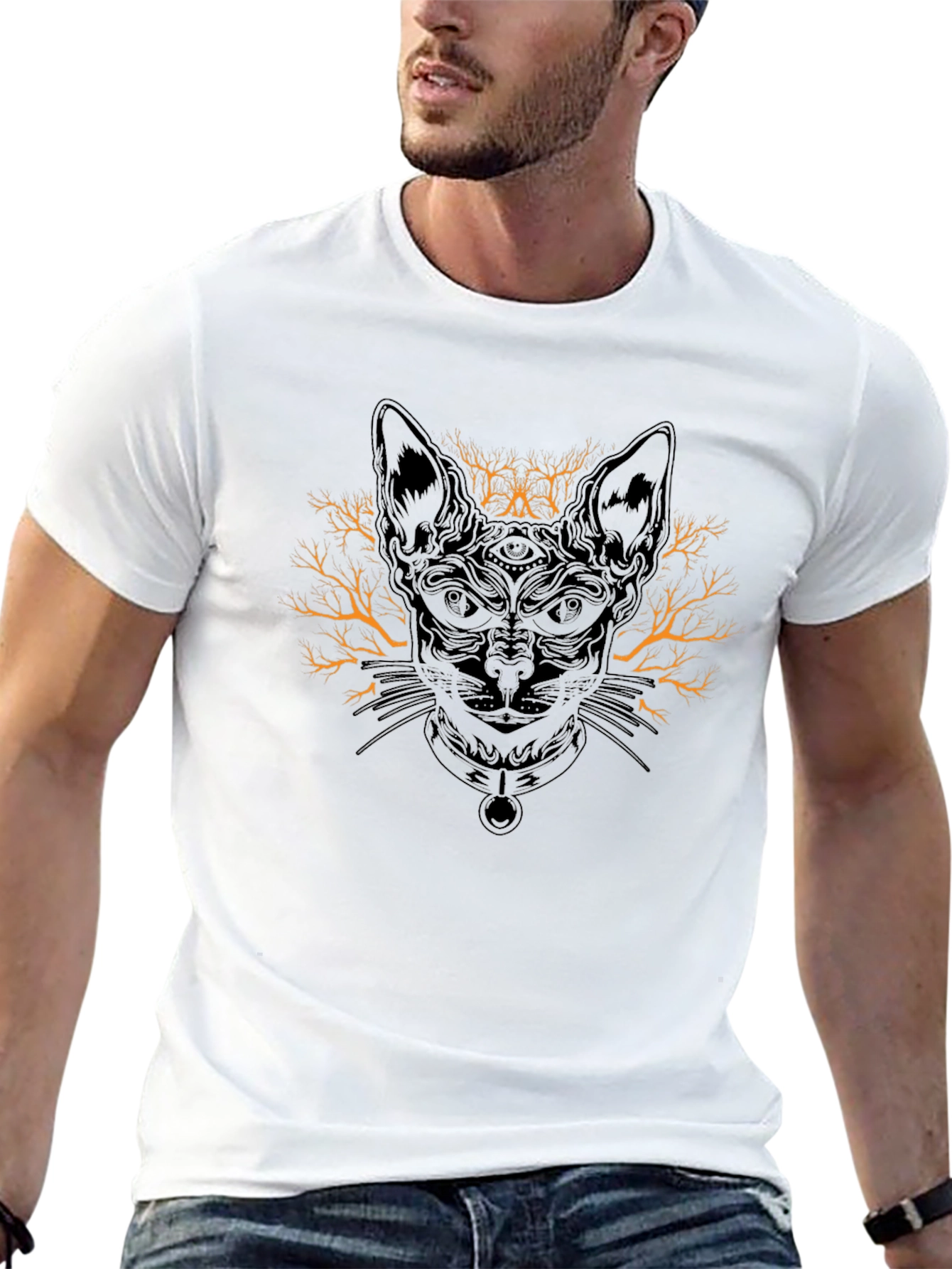 Mystic Cat Graphic Tee - Unisex Black T-Shirt