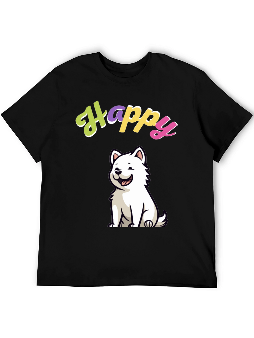 Happy Dog Graphic Black T-Shirt