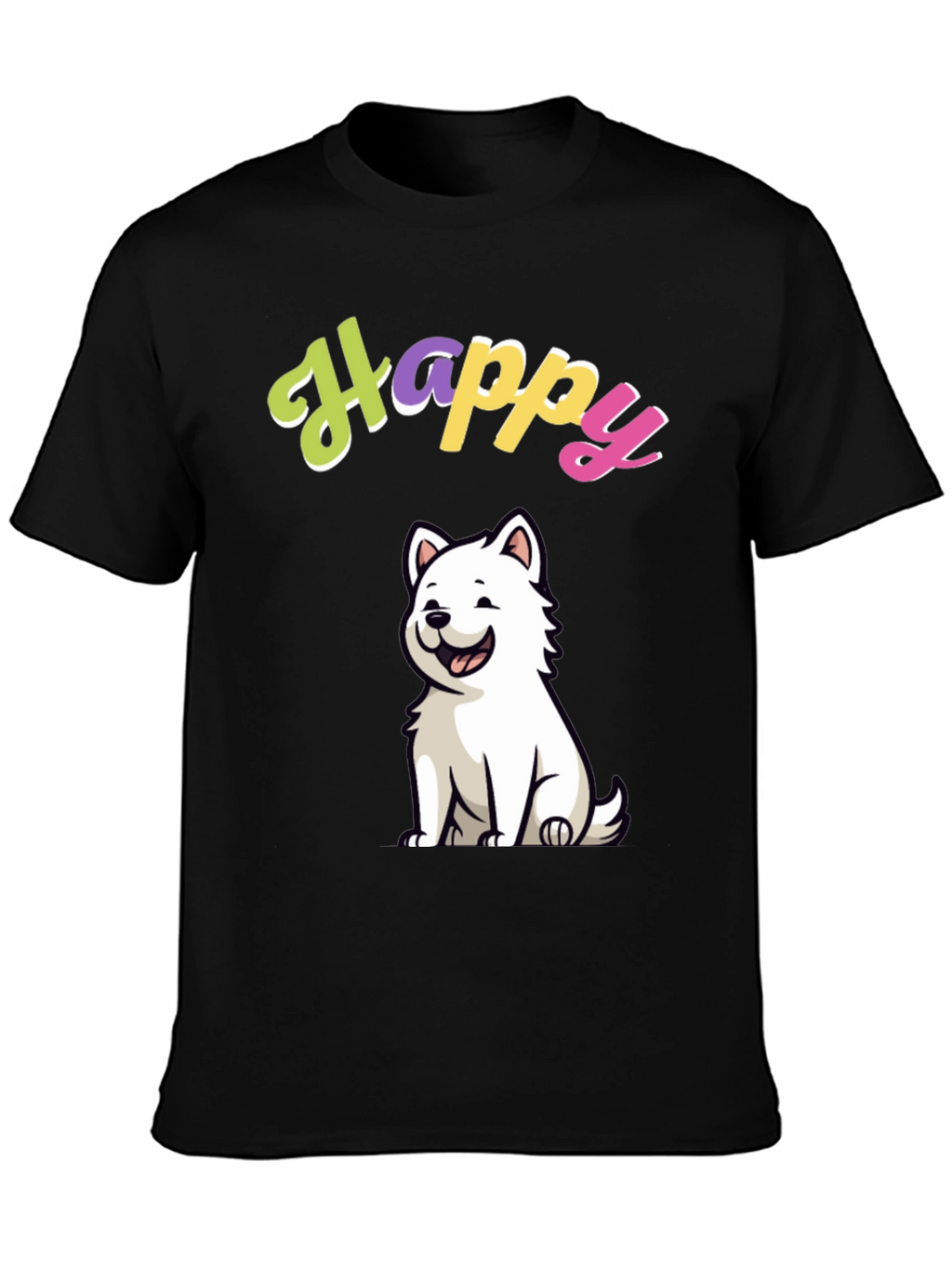Happy Dog Graphic Black T-Shirt