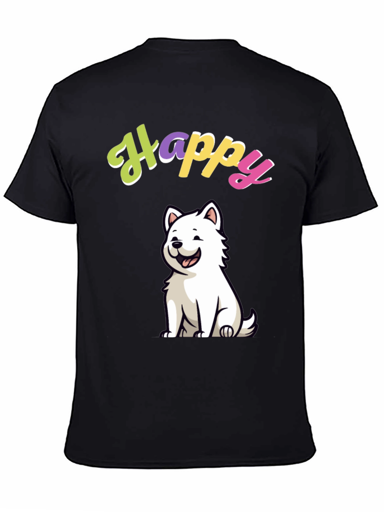 Happy Dog Graphic Black T-Shirt