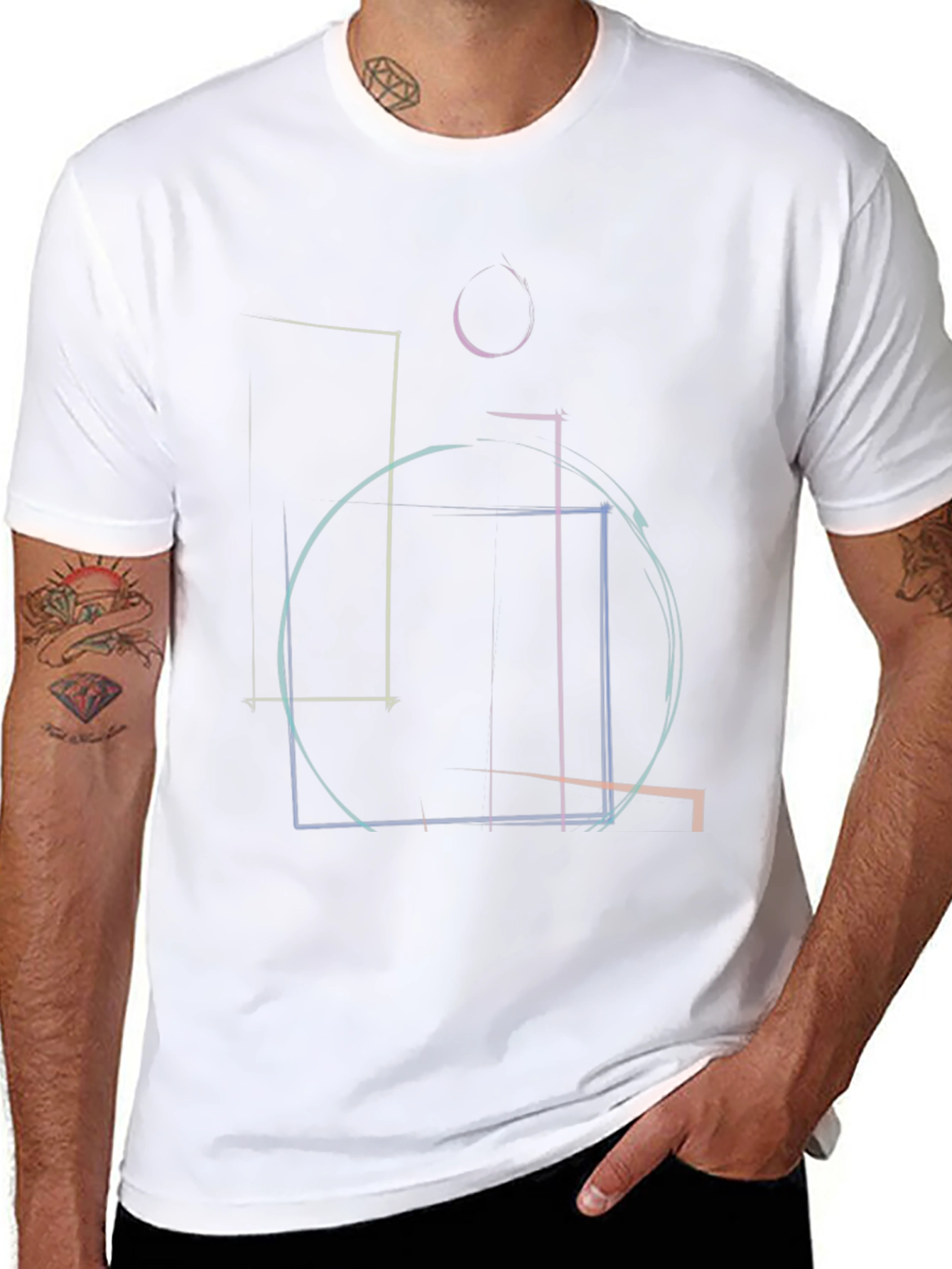 Abstract Geometric Line Art T-Shirt