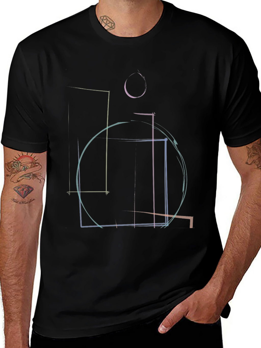 Abstract Geometric Line Art T-Shirt