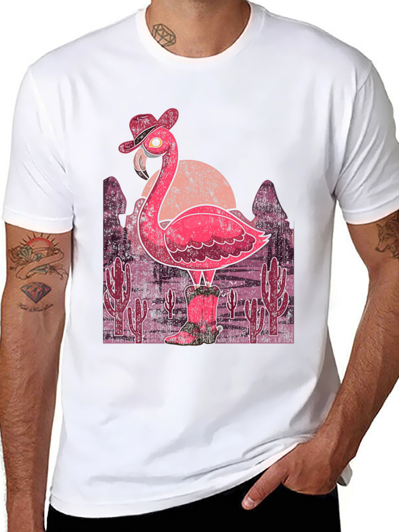 Cowboy Flamingo Graphic Tee