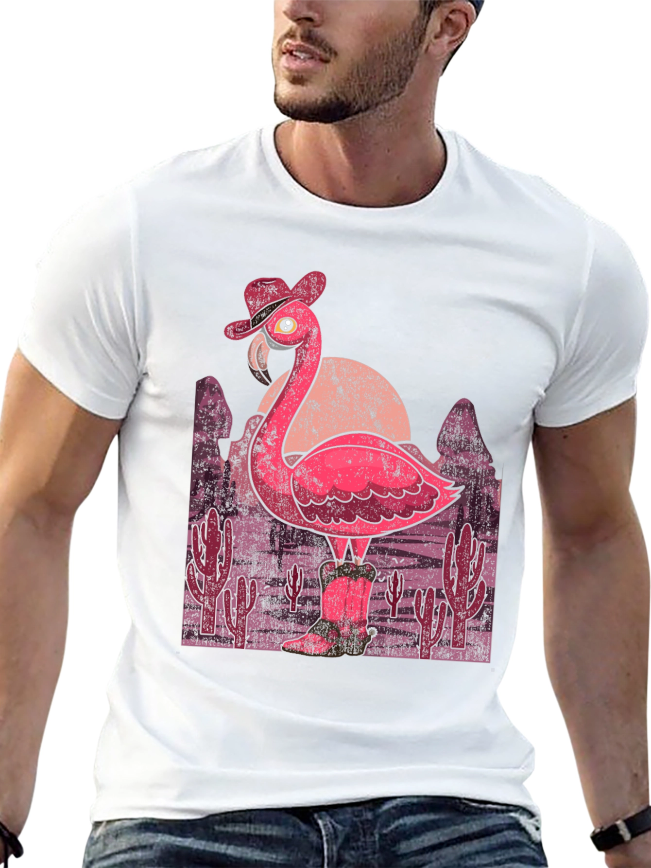Cowboy Flamingo Graphic Tee