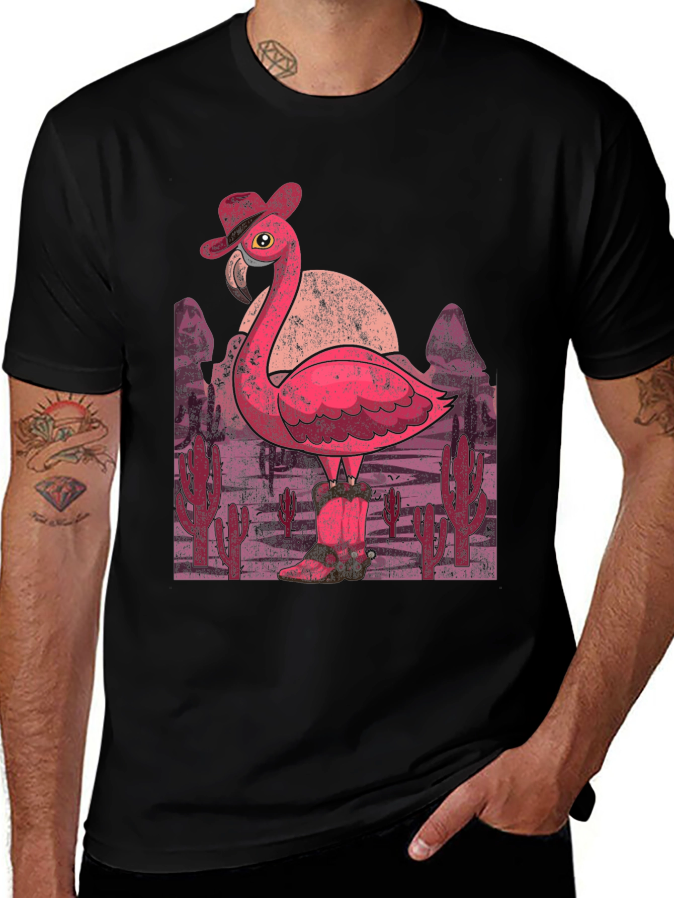Cowboy Flamingo Graphic Tee