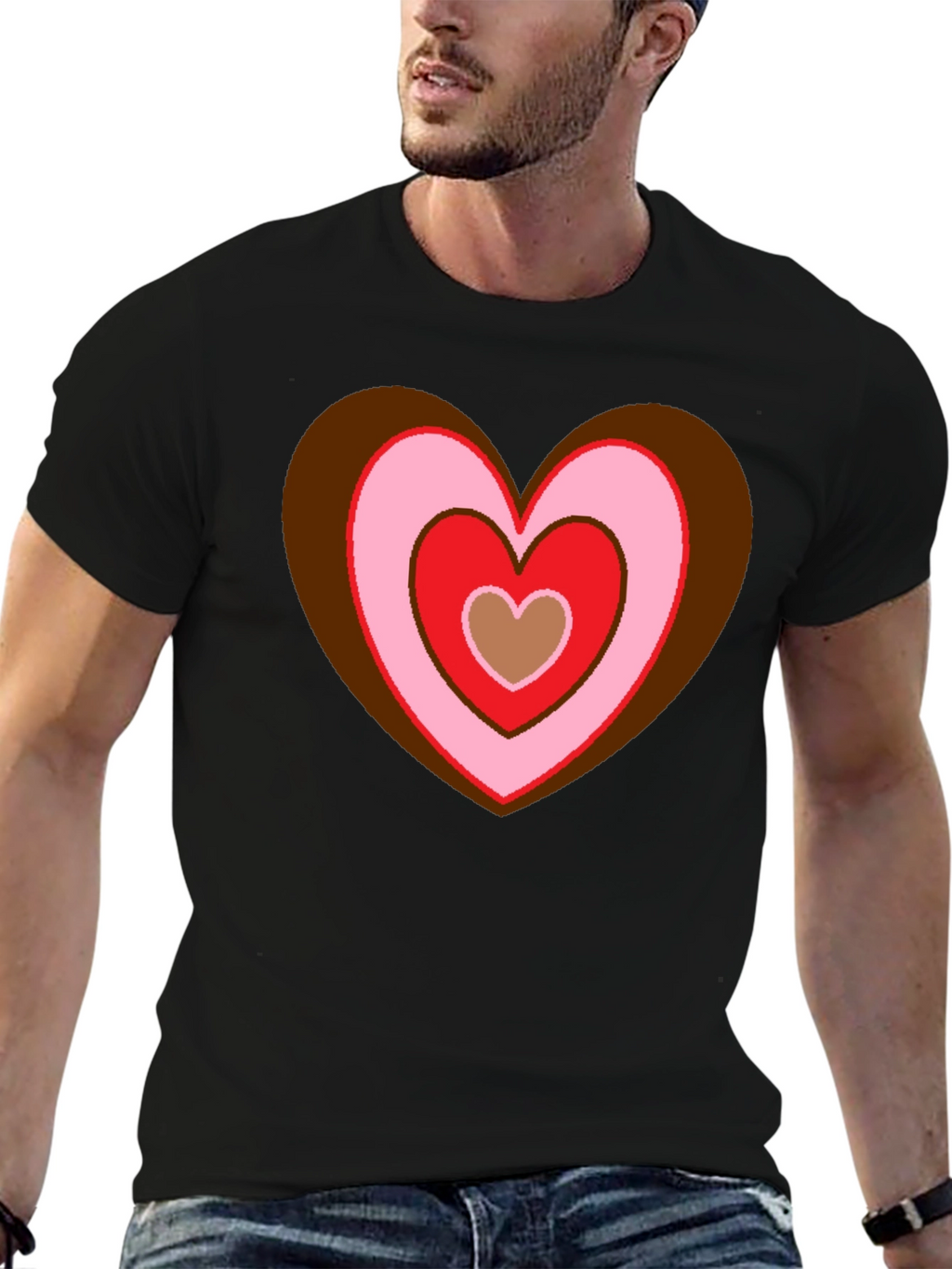 Retro Heart Graphic T-Shirt - Black