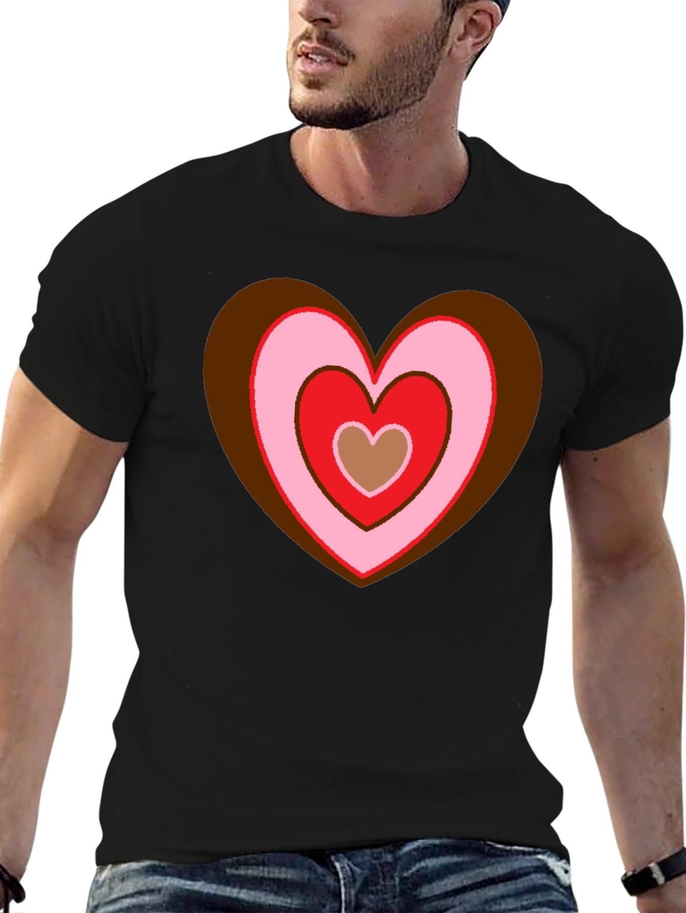Retro Heart Graphic T-Shirt - Black