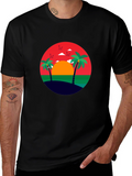 Tropical Sunset Palm Tree Graphic Tee