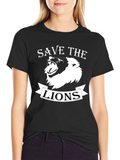 Save the Lions Graphic Print Crew Neck T-Shirt