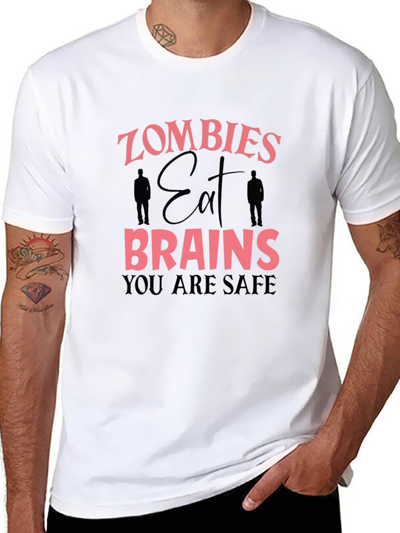 Zombie Eat Brains Graphic Tee Funny Halloween T-Shirt