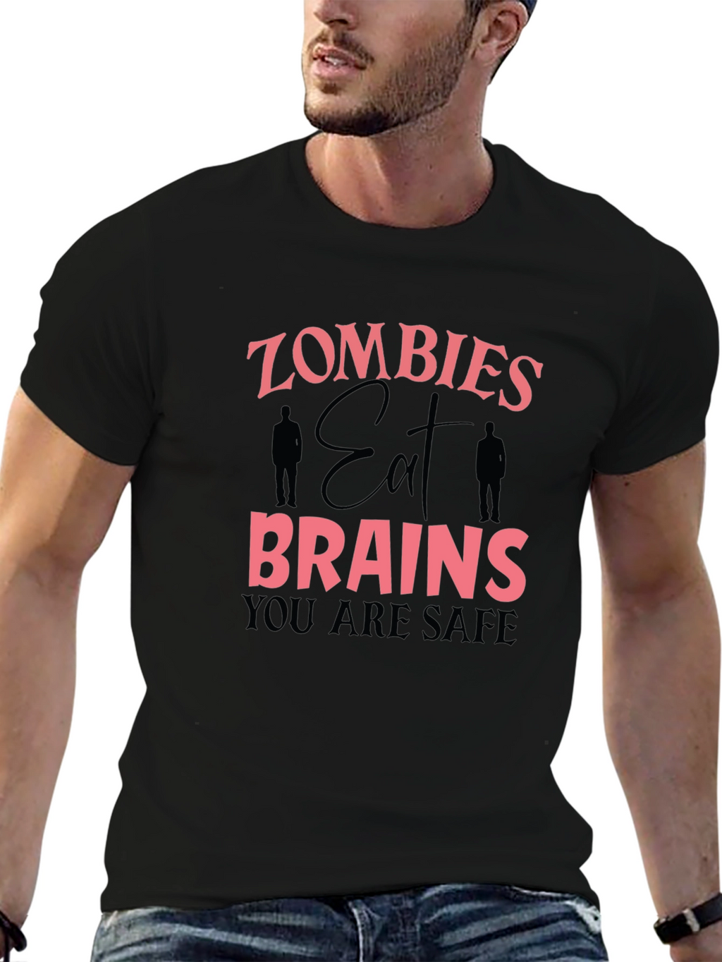 Zombie Eat Brains Graphic Tee Funny Halloween T-Shirt