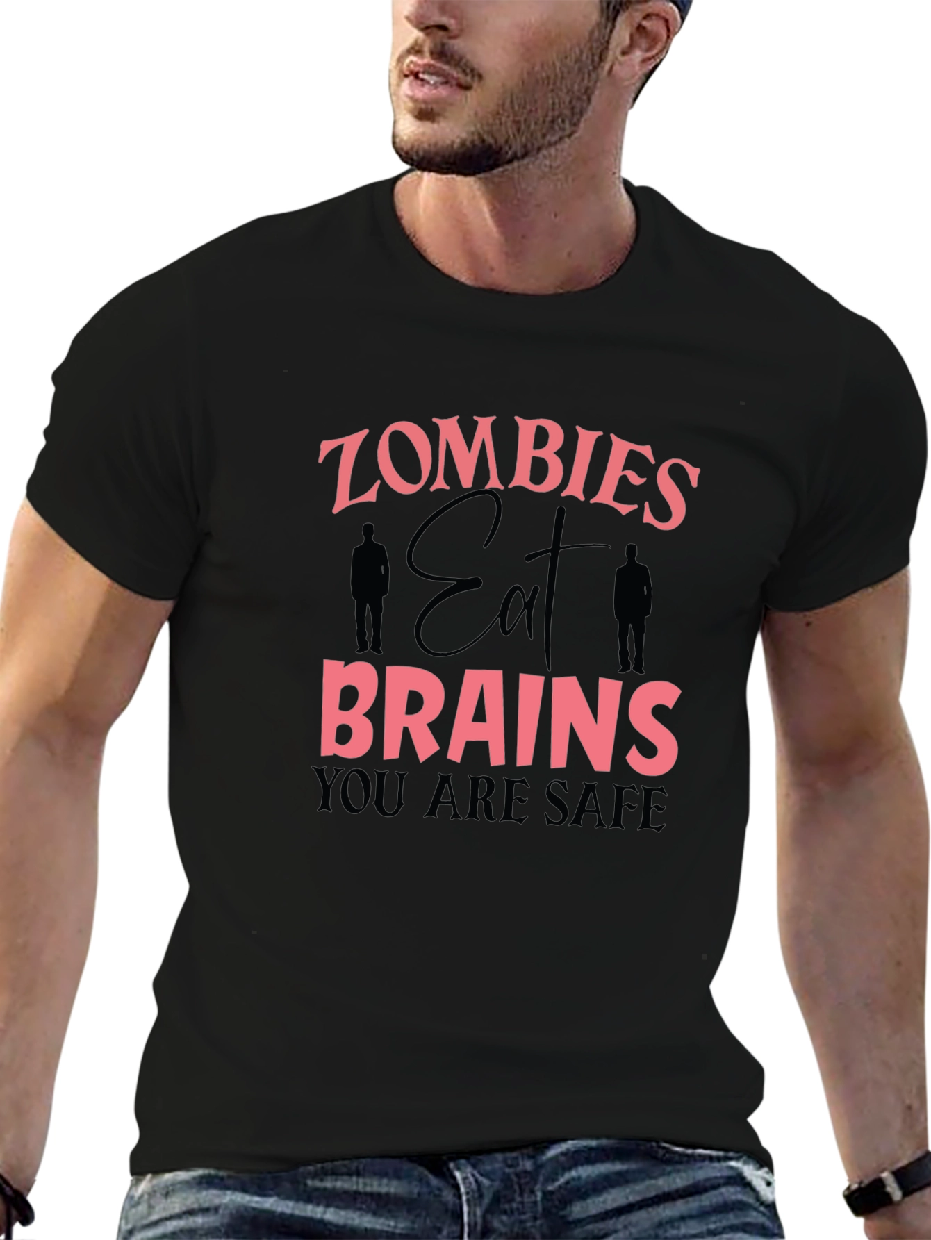 Zombie Eat Brains Graphic Tee Funny Halloween T-Shirt