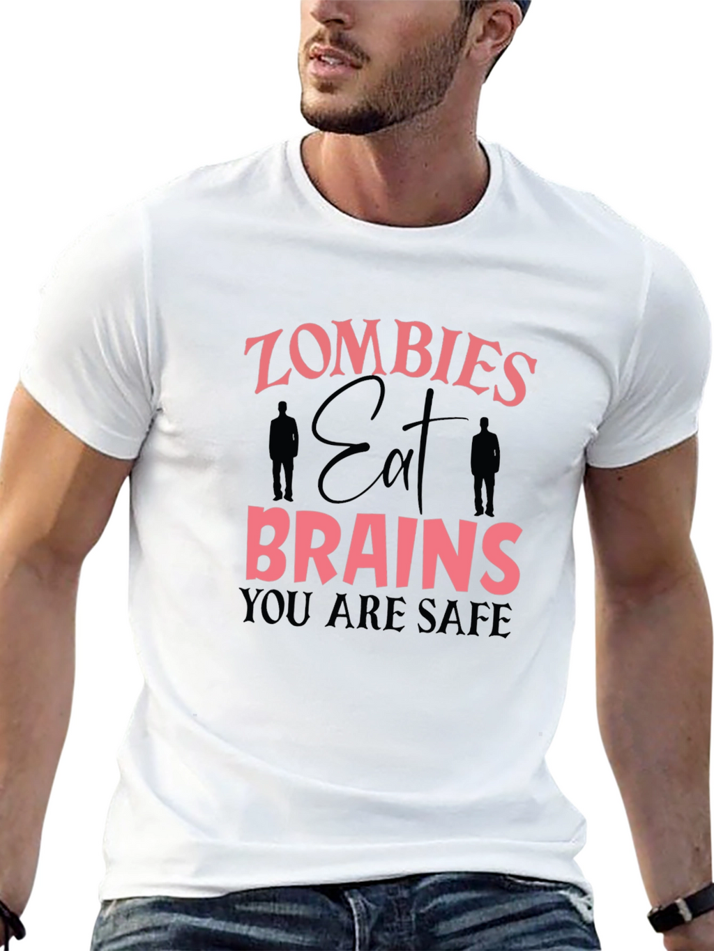 Zombie Eat Brains Graphic Tee Funny Halloween T-Shirt