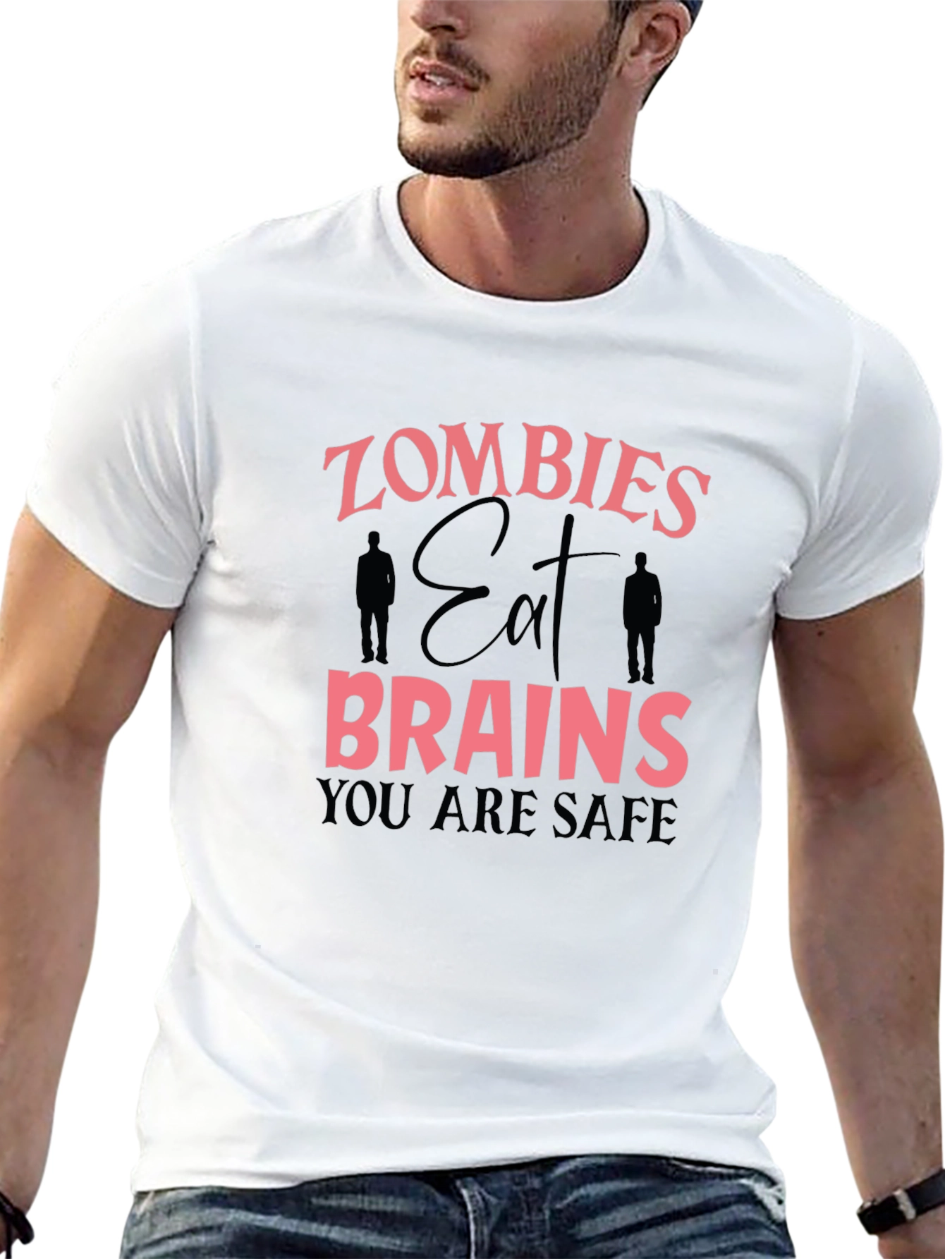 Zombie Eat Brains Graphic Tee Funny Halloween T-Shirt