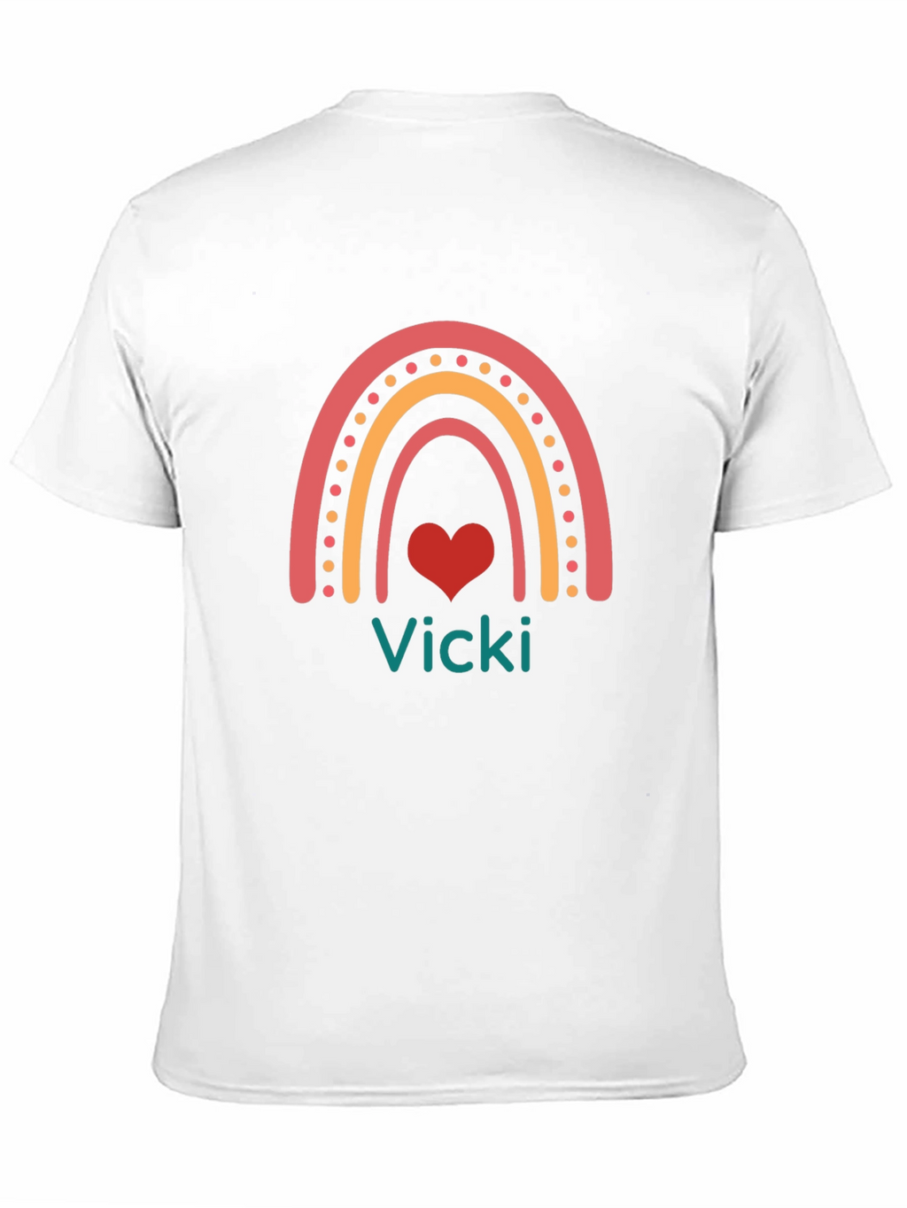 Vicki Rainbow Heart Personalized Black T-Shirt
