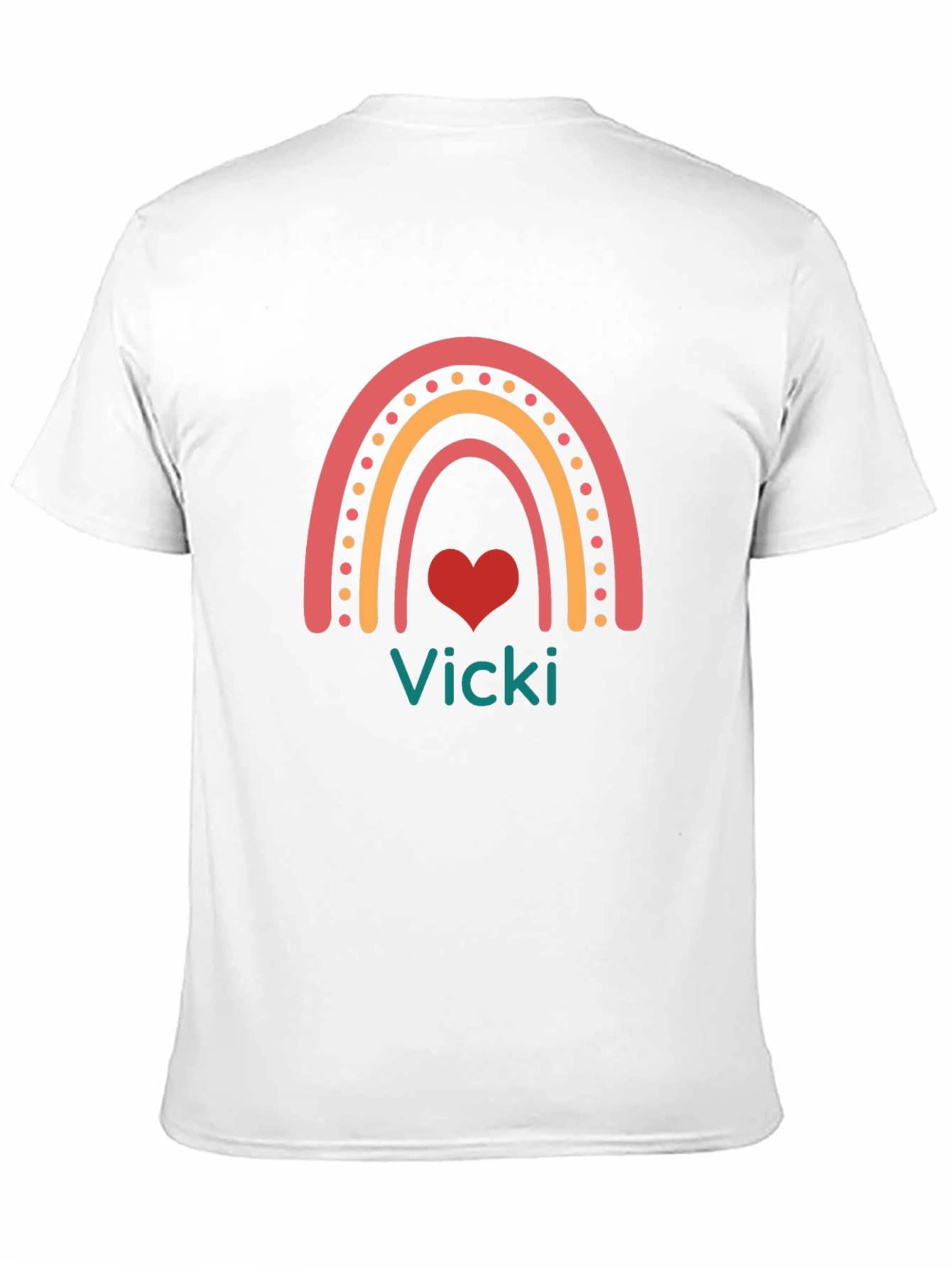 Vicki Rainbow Heart Personalized Black T-Shirt