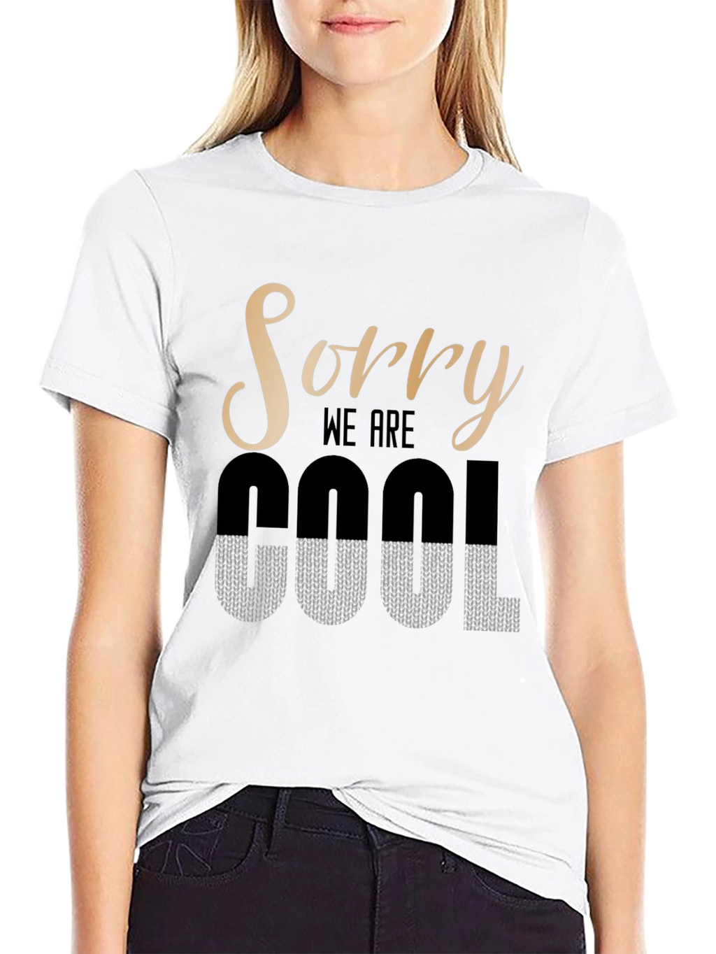 Sorry We Are Cool Black Graphic T-Shirt