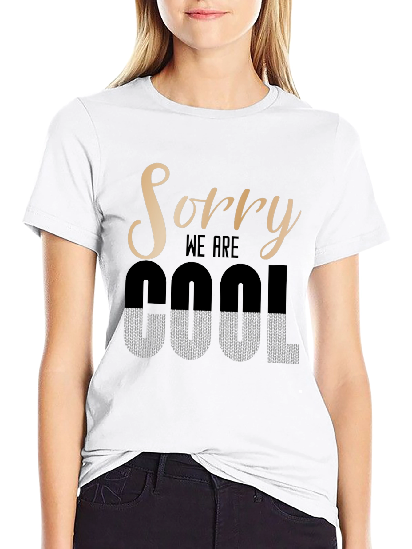 Sorry We Are Cool Black Graphic T-Shirt
