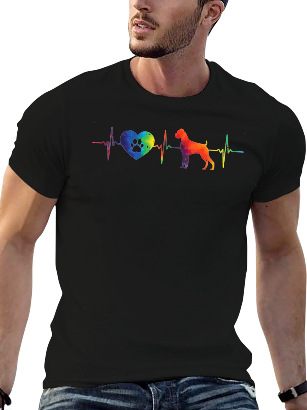 Dog Lover Rainbow Heartbeat T-Shirt