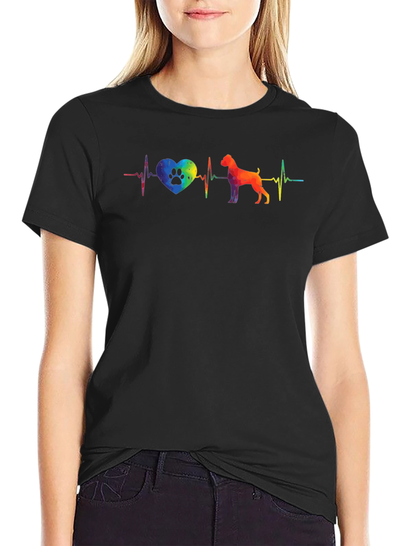 Dog Lover Rainbow Heartbeat T-Shirt