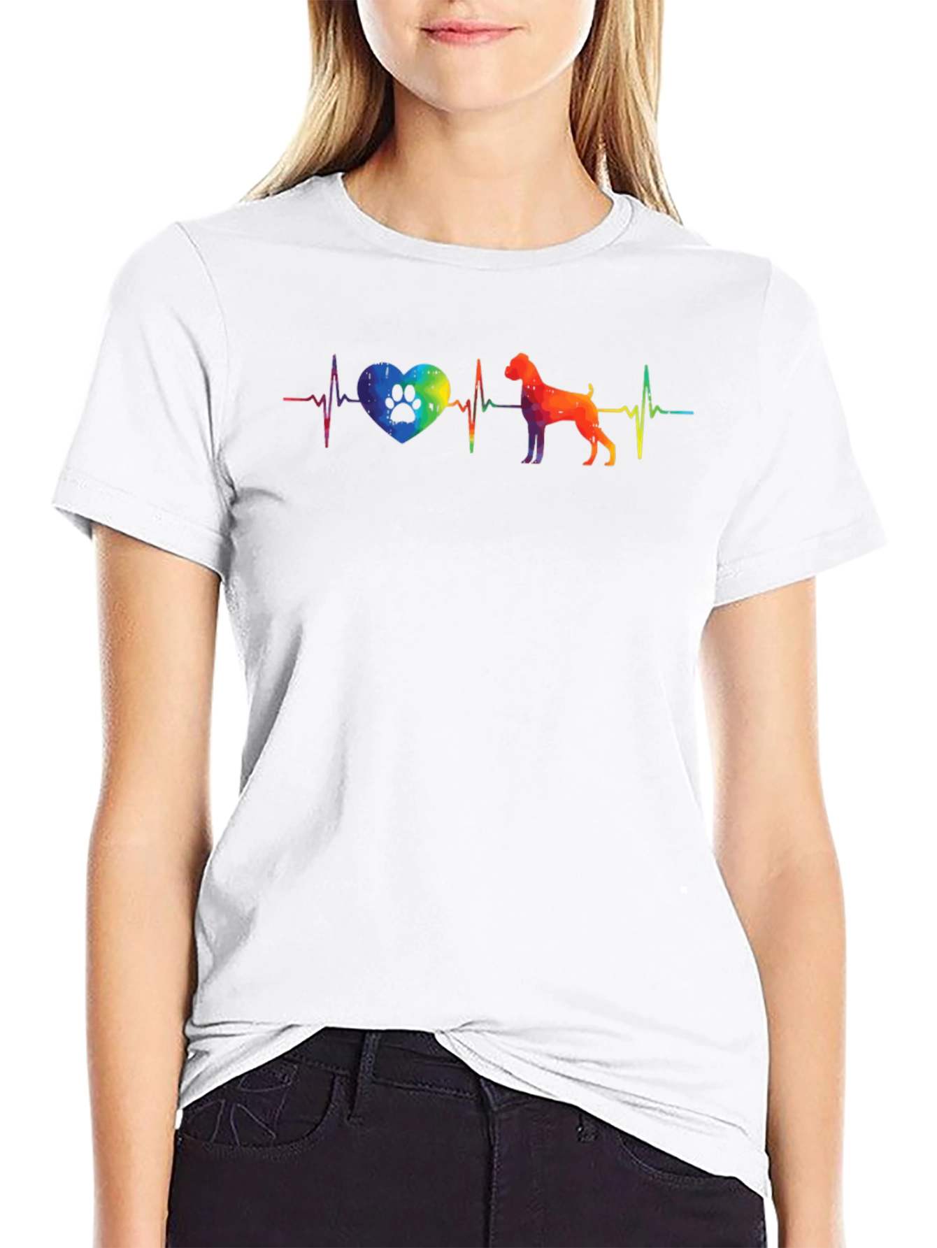 Dog Lover Rainbow Heartbeat T-Shirt