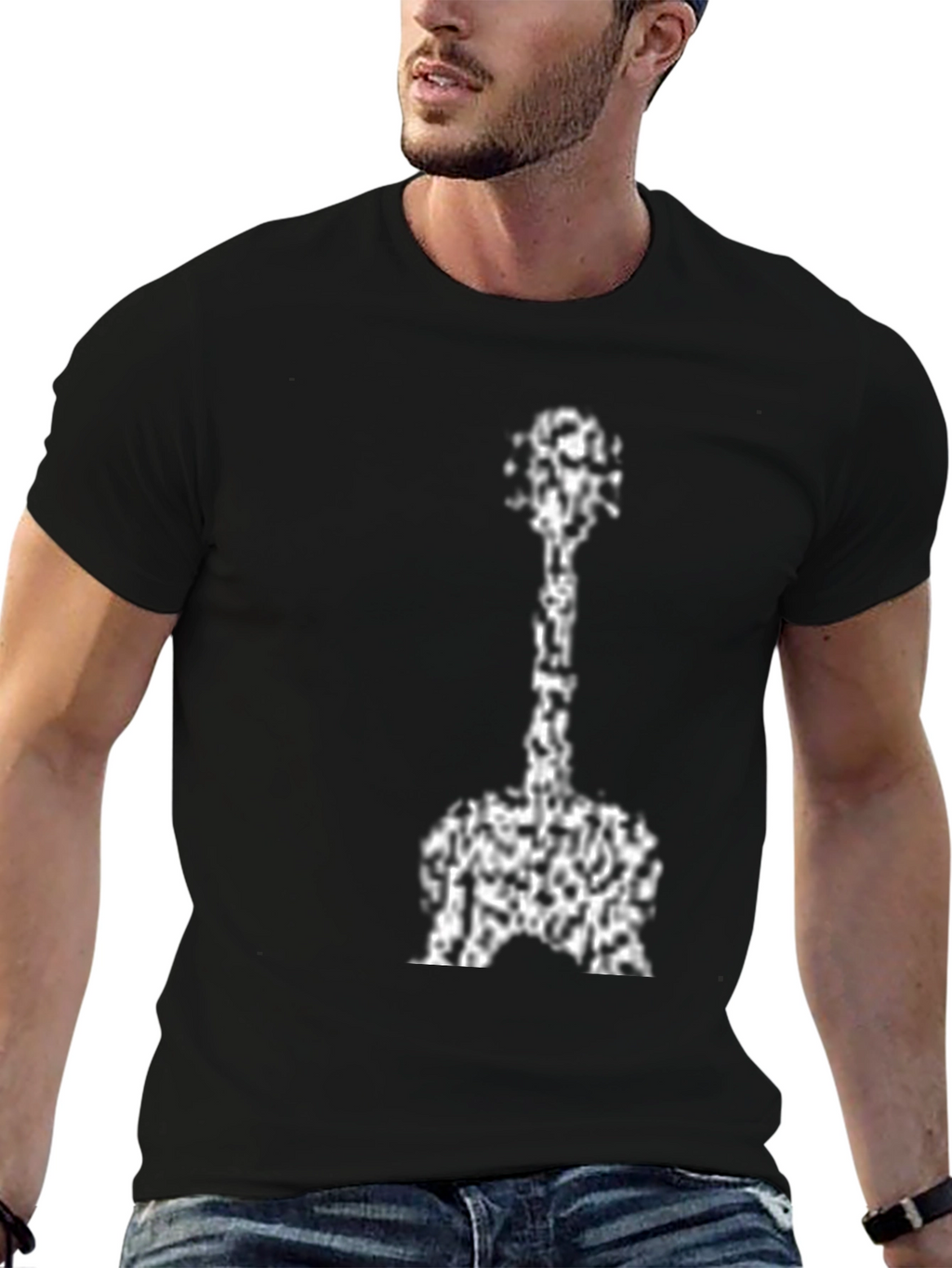 Abstract Guitar Graphic Tee - Black Cotton Blend