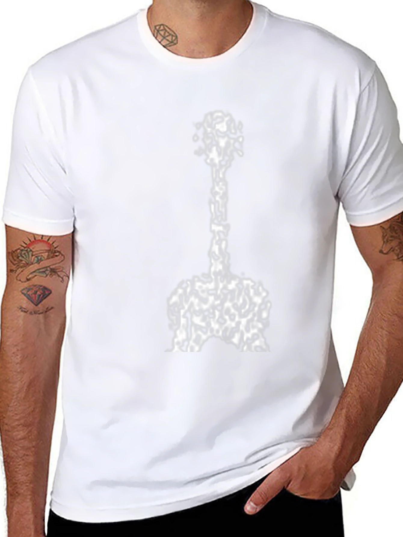 Abstract Guitar Graphic Tee - Black Cotton Blend