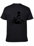 Cool Retro Scooter Graphic Black T-Shirt