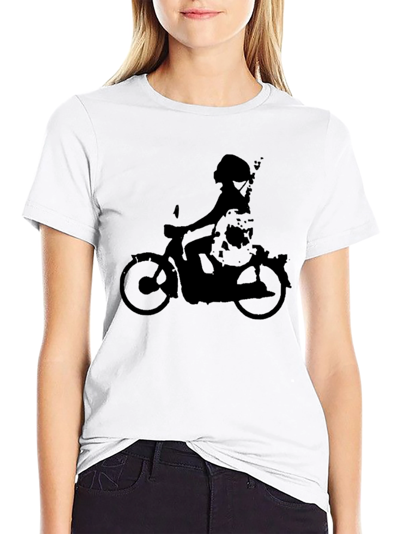 Cool Retro Scooter Graphic Black T-Shirt