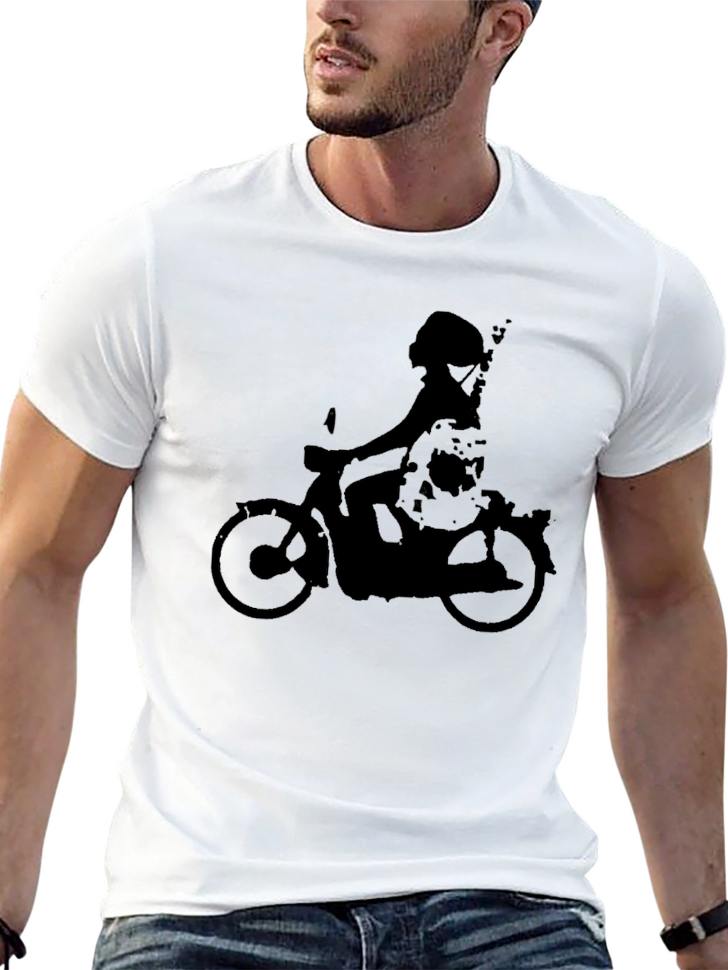 Cool Retro Scooter Graphic Black T-Shirt