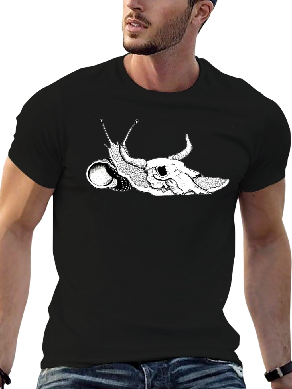 Skull Snail Graphic Tee - Unique Black T-Shirt